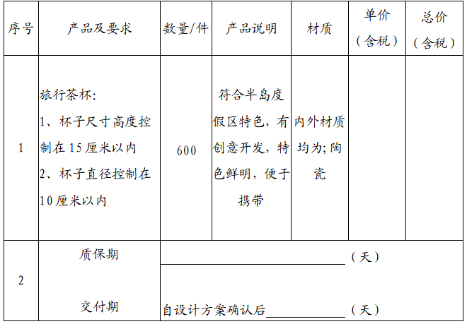 苏州龙8半岛旅游服务有限公司旅行茶杯采购招标公告